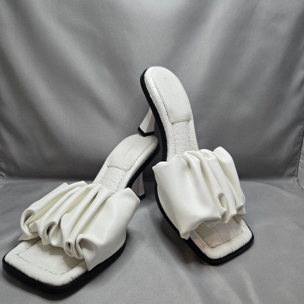 Circus by Sam Edelman White Slide Slip On Casual Heel Ruffled Sandals Size 8